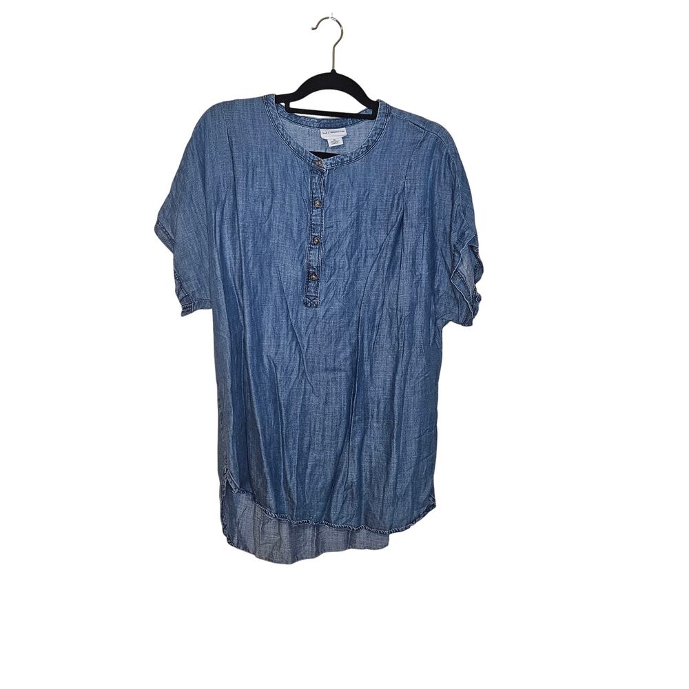 Liz Claiborne Size Extra Large XL 100% Lycell Short Sleeve Blue Top Casual